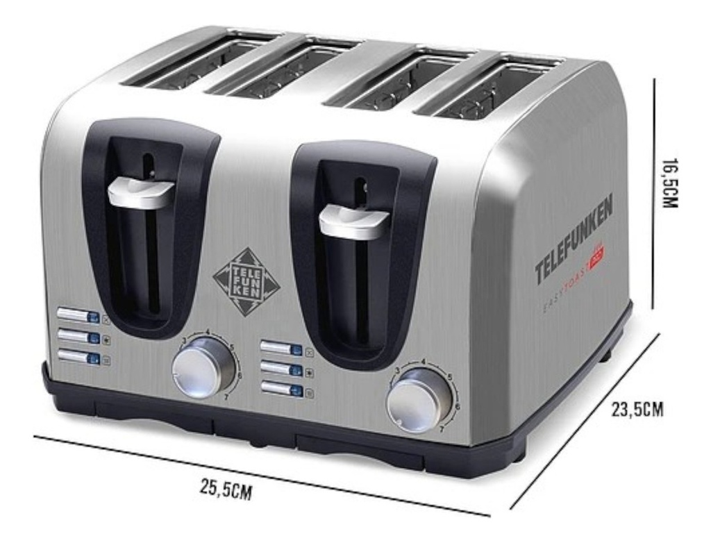 Tostadora Telefunken Easytoast - Pro Acero 4 Rebanadas