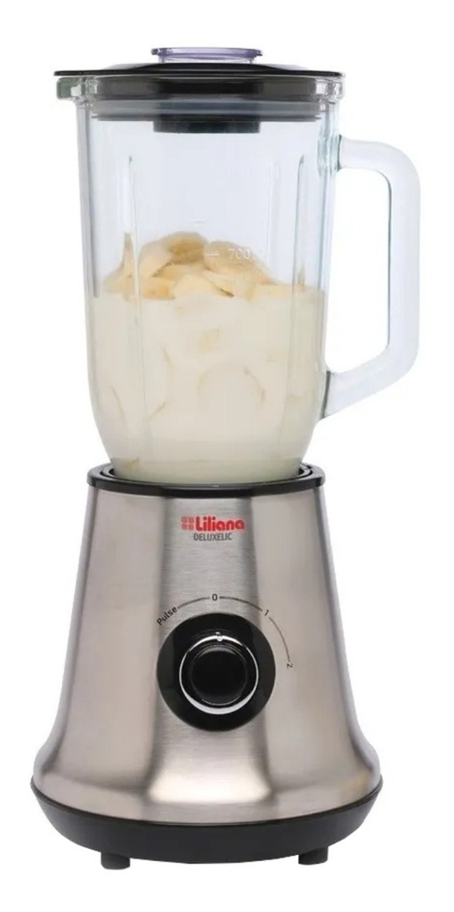 Licuadora Liliana Deluxelic Al180 1l Jarra Vidrio Acero Inox