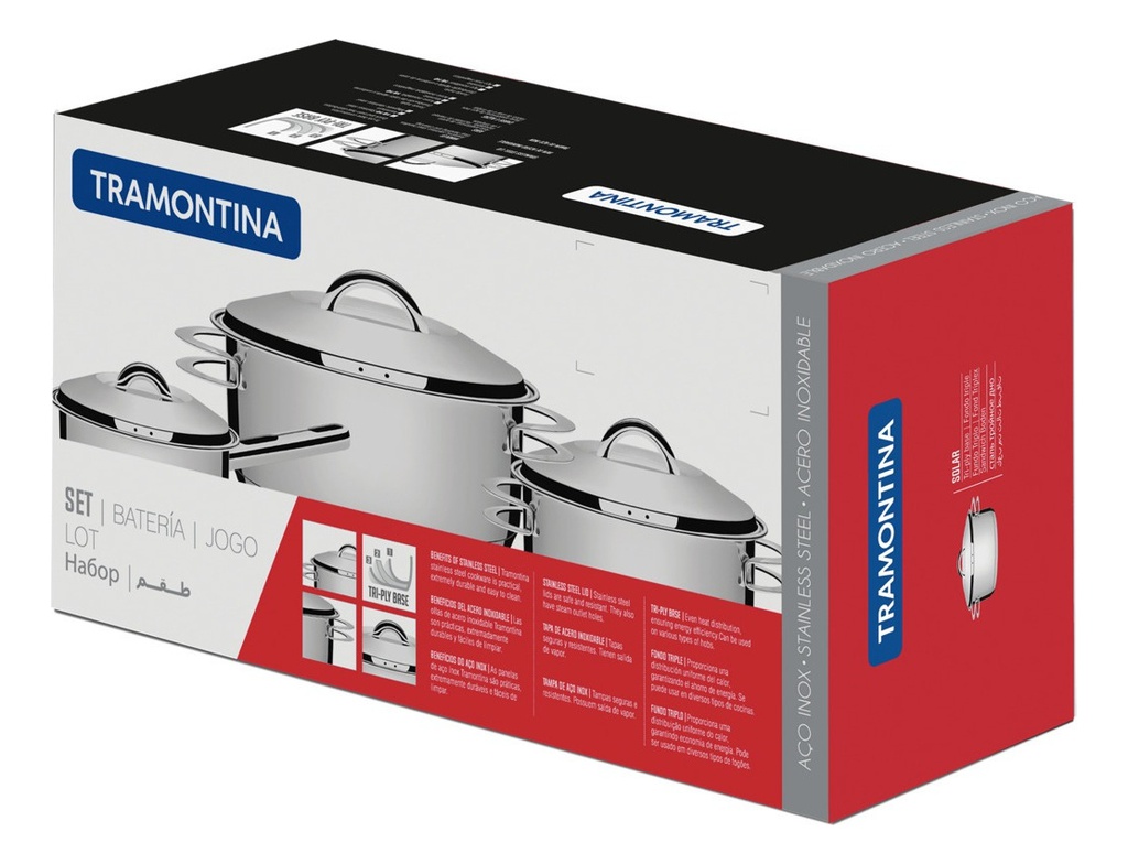Juego Bateria Tramontina Solar 65500/120 4 Pzas Acero Inox