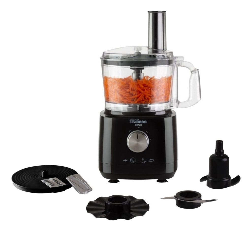Procesadora Liliana Simplix Am700 5 Funciones 1.2 Lts 2 Vel Color Negro