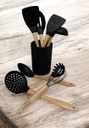 UTENSILLOS DE COCINA CAROL 6880 9 PZAS BAMBU NEGRO