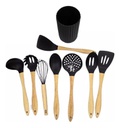 UTENSILLOS DE COCINA CAROL 6880 9 PZAS BAMBU NEGRO