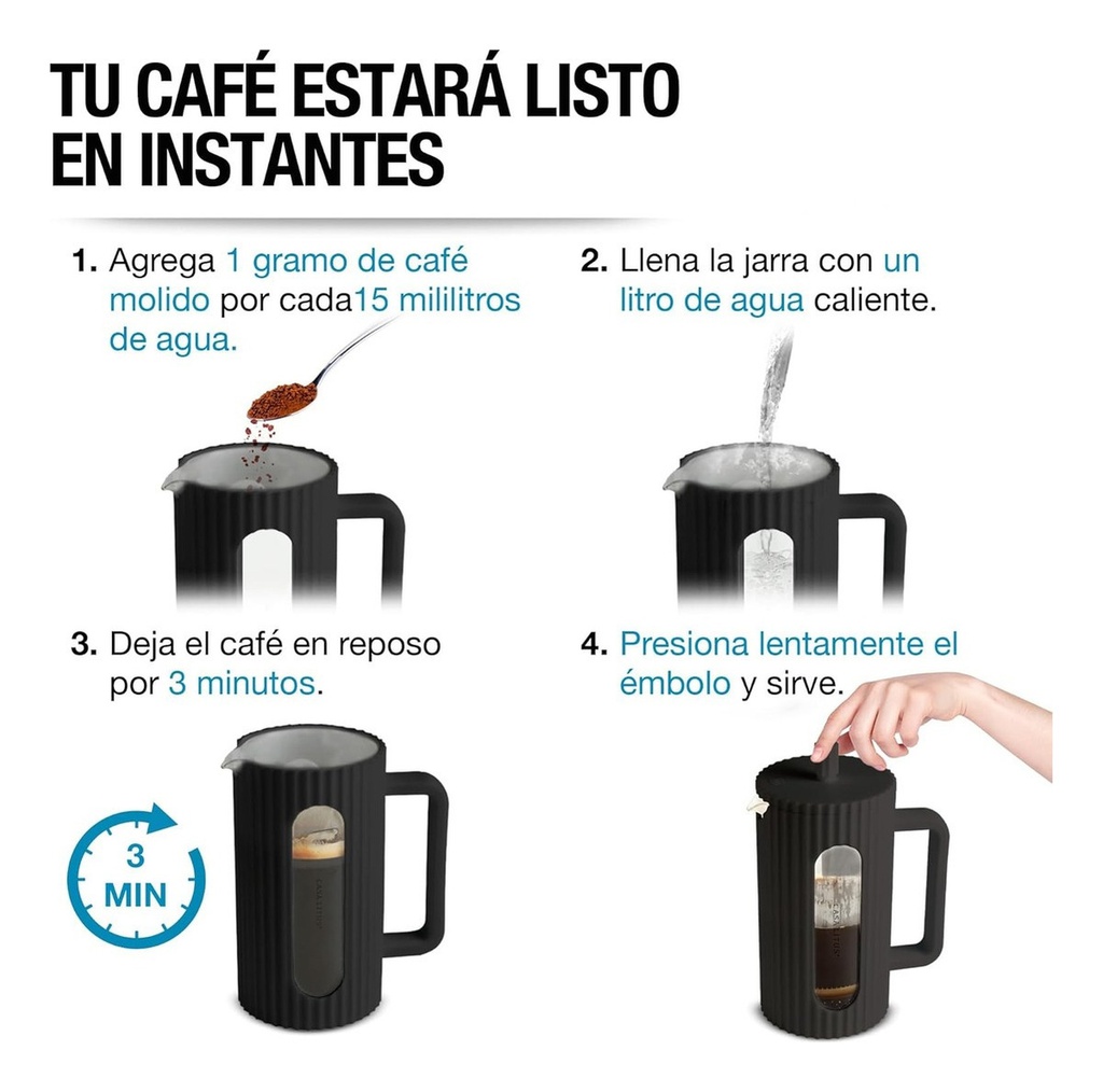Cafetera Prensa Tk 302184 Francesa 1000c Negra