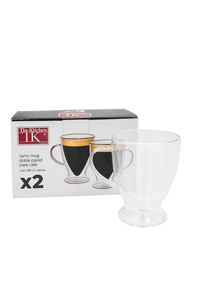 SET JARRO DE CAFE THE KITCHEN X2 DOBLE PARED 160 ML