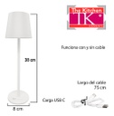 Velador Inalambrico The Kitchen Metal A Bateria Blanco