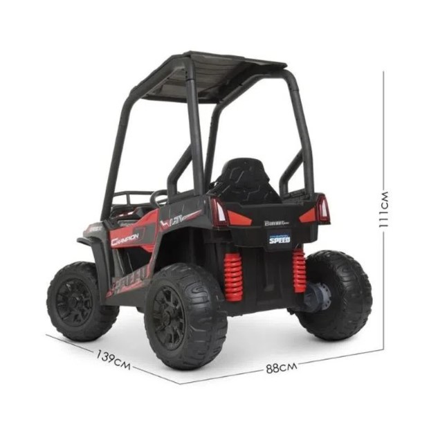 ARENERO 12V BIEMME JS370 ROJO CON CONTROL REMOTO LUCES Y BARRA ANTIVUELCO