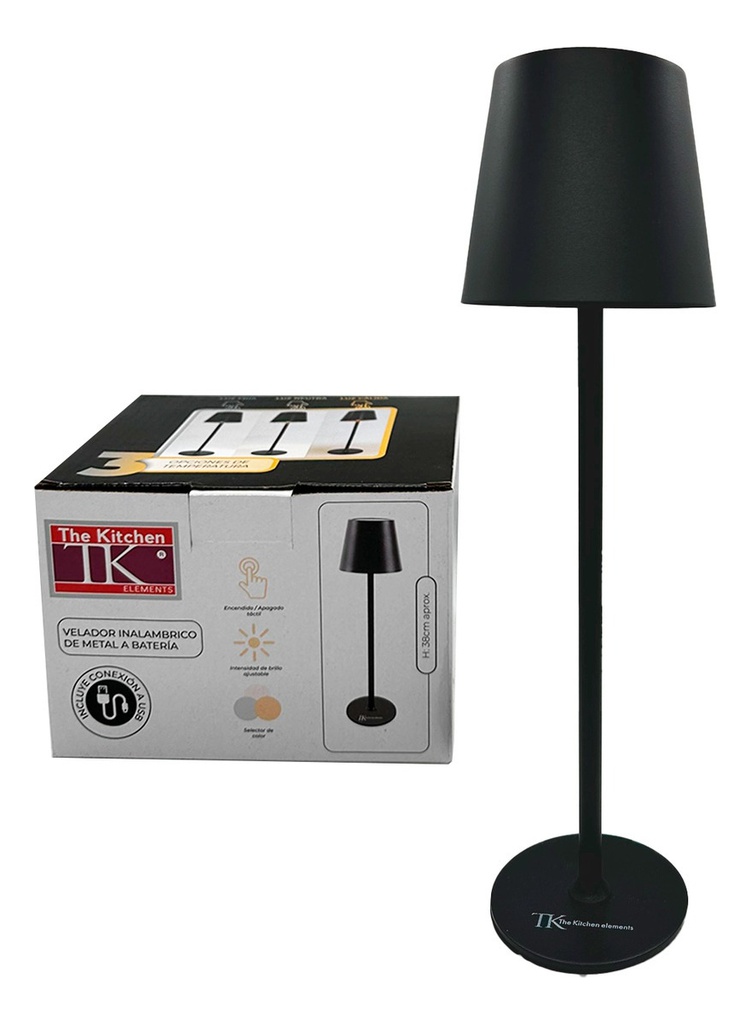 Velador Inalambrico The Kitchen De Metal A Bateria Negro