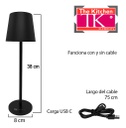 Velador Inalambrico The Kitchen De Metal A Bateria Negro