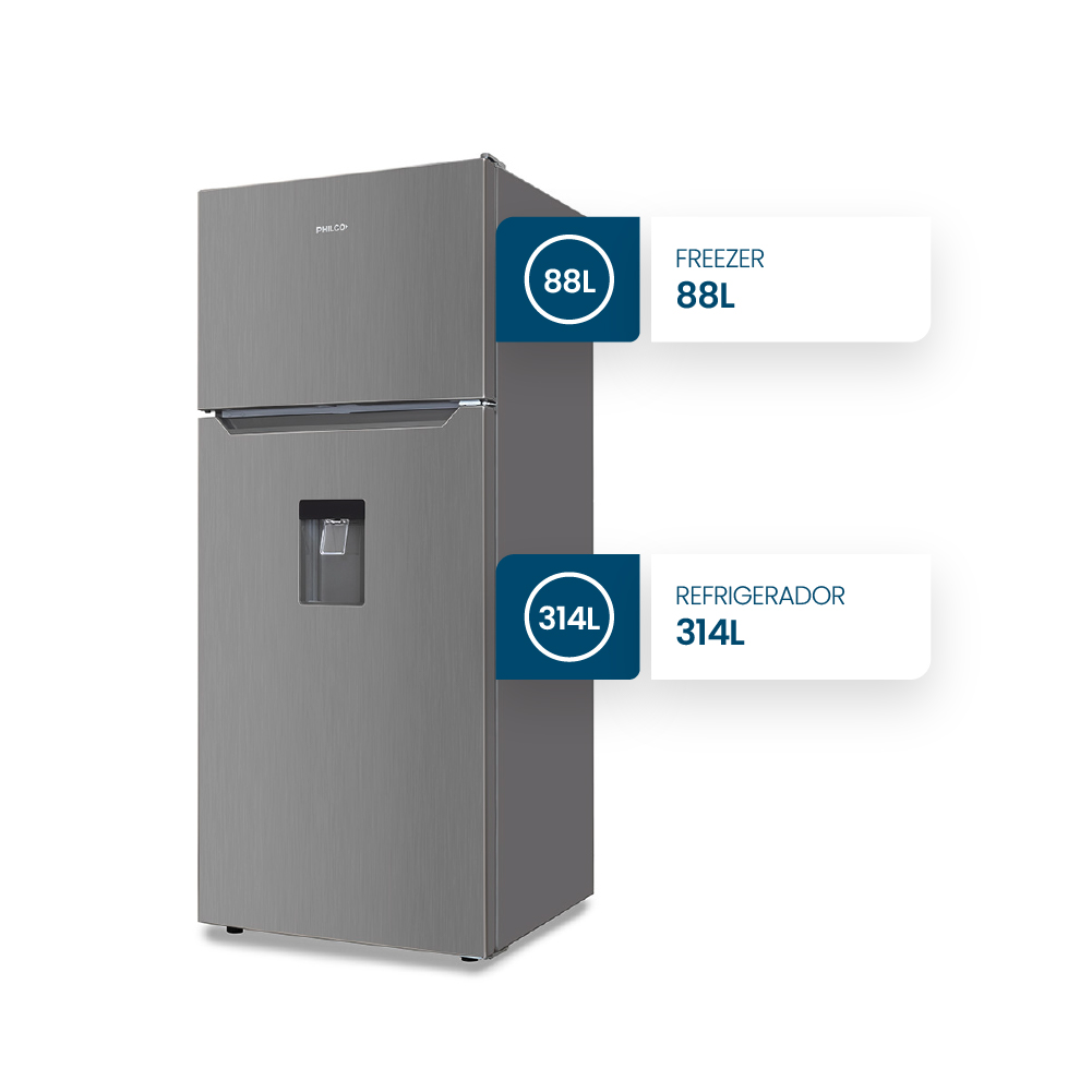 HELADERA PHILCO PHNT453XDI2 INVERTER 453 LT TOP MOUNT NO FROST DISP. INOX