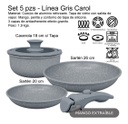 Bateria De Cocina Carol 5 Piezas Antiadherente Granito Gris