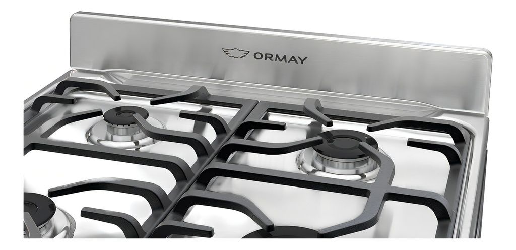 Cocina Ormay Evo A Gas Acero 4 Hornallas Timer Digital Gris