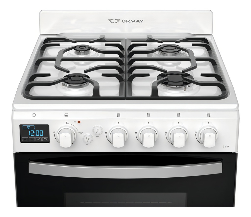 Cocina Ormay Evo A Gas 4 Hornalla Timer Digital Blanco