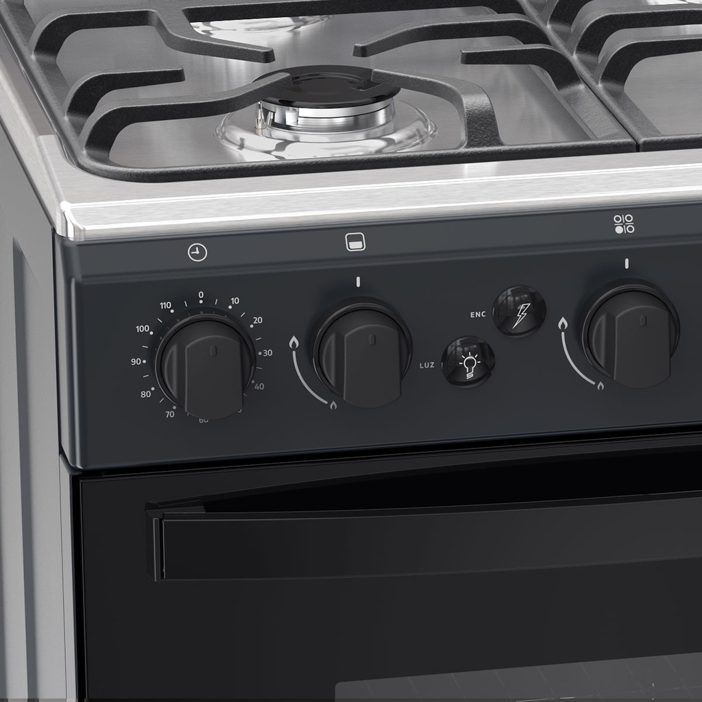 Cocina Ormay Tempo A Gas 4 Hornallas Timer Negro