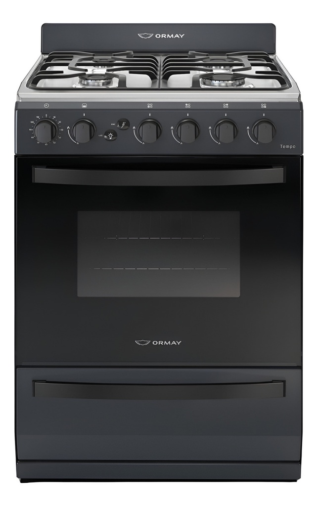 Cocina Ormay Tempo A Gas 4 Hornallas Timer Negro