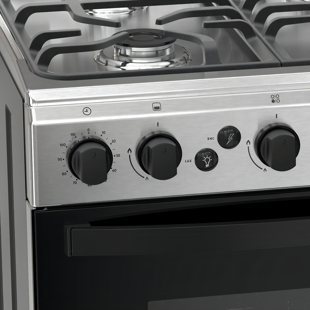 Cocina Ormay Tempo Acero Inoxidable A Gas 4 Hornallas Timer