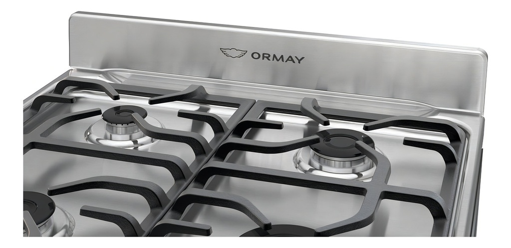Cocina Ormay Tempo Acero Inoxidable A Gas 4 Hornallas Timer