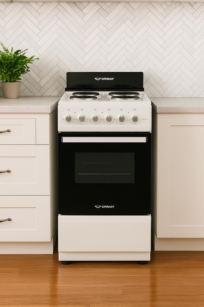 Cocina Eléctrica Ormay Nova Blanca 4 Hornallas 50cm Blanco
