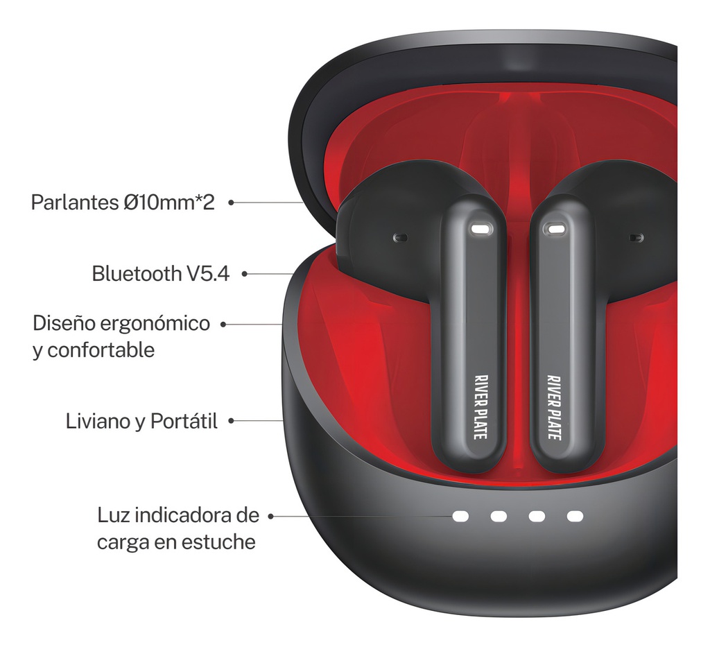 Auricular In Ear X-view River Plate Bluetooth Color Negro