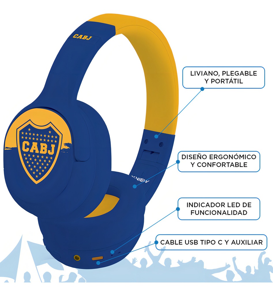 Auriculares X-view Boca Juniors Bluetooth Color Azul