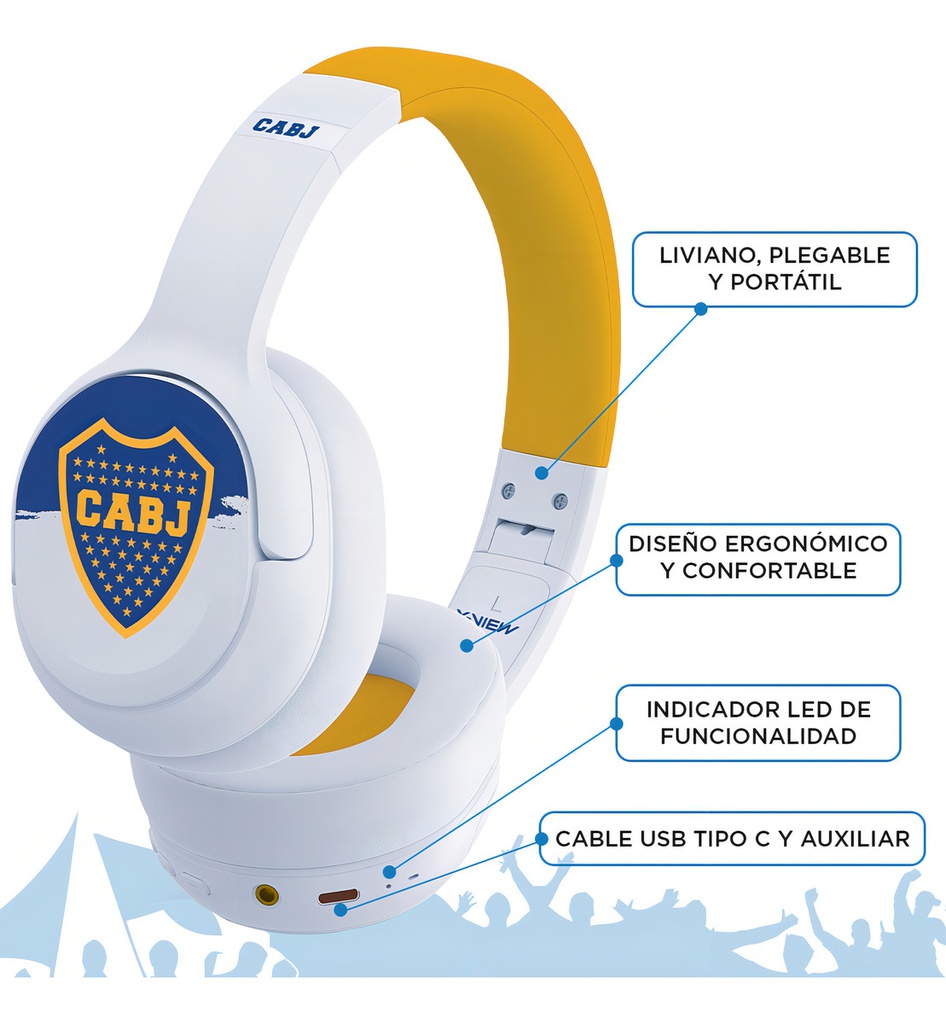 Auriculares X-view Boca Juniors Bluetooth Color Blanco