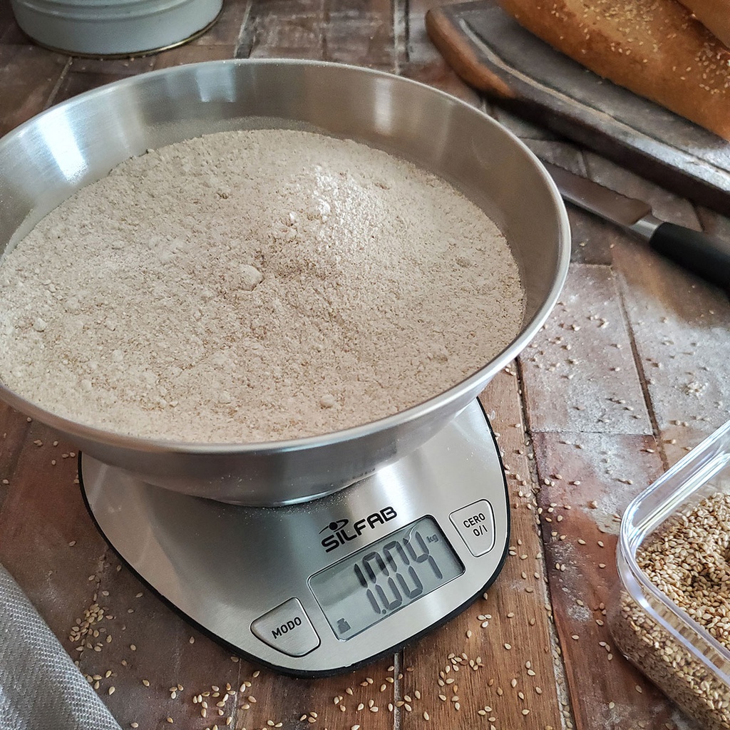 Balanza De Cocina Silfab C/recipiente Bc304 3 Kg Gris Acero