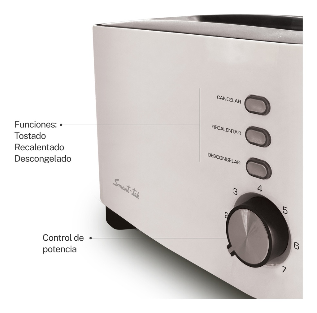 Tostadora T900 Eléctrica 7 Niveles Blanco Smart-tek 800w