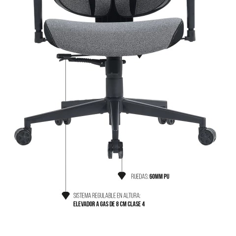 SILLA GAMER LEVEL UP ZEUS PRO GRIS ADAPTACION LUMBAR