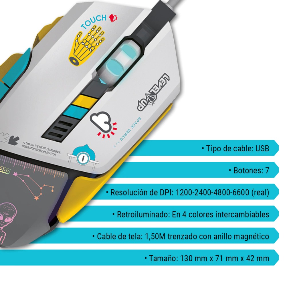 COMBO GAMER LEVEP UP PERSEO AURICULAR MOUSEPAD MOUSE Y TECLADO