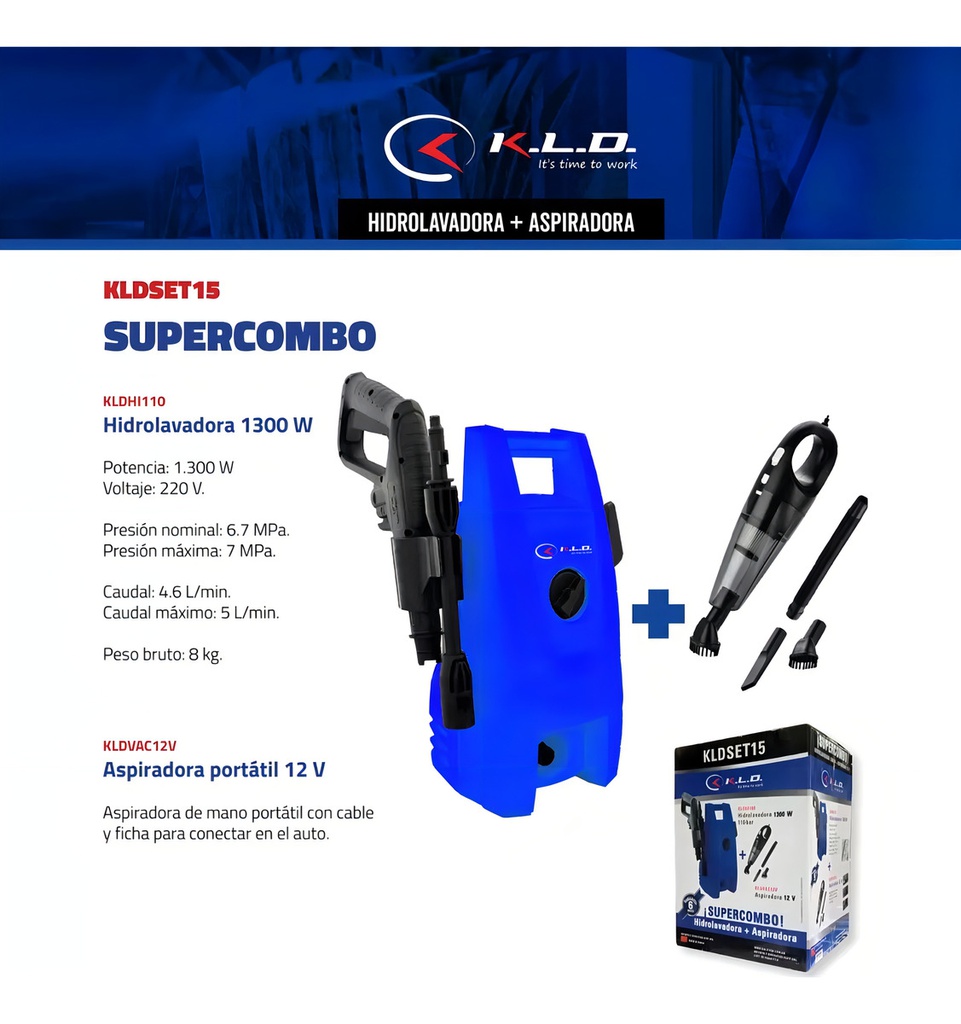 Combo Hidrolavadora Y Aspiradora Kalydon Kldset15