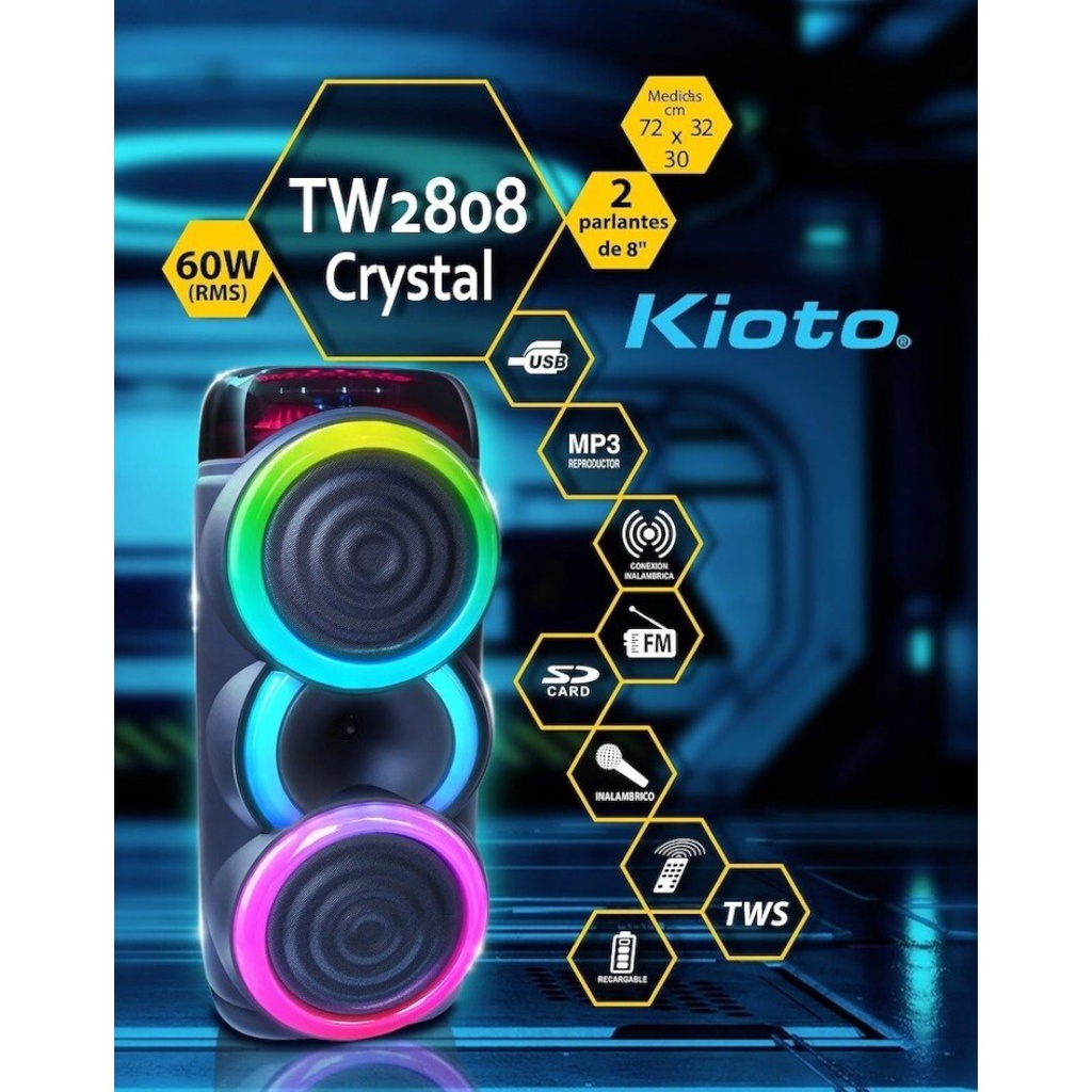PARLANTE KIOTO TW2808 CRYSTAL LED RGB