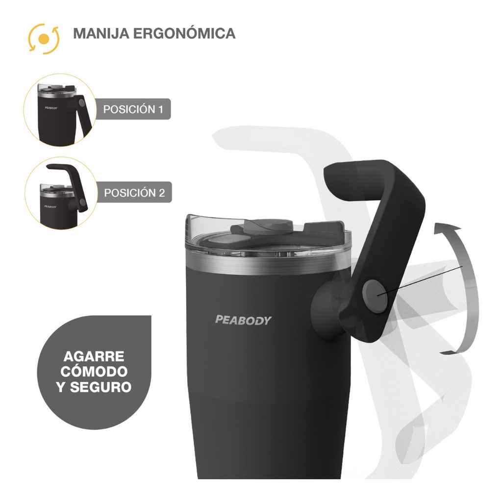 Vaso Térmico Mug Peabody Pe-mg950n 950 Ml Doble Tapa