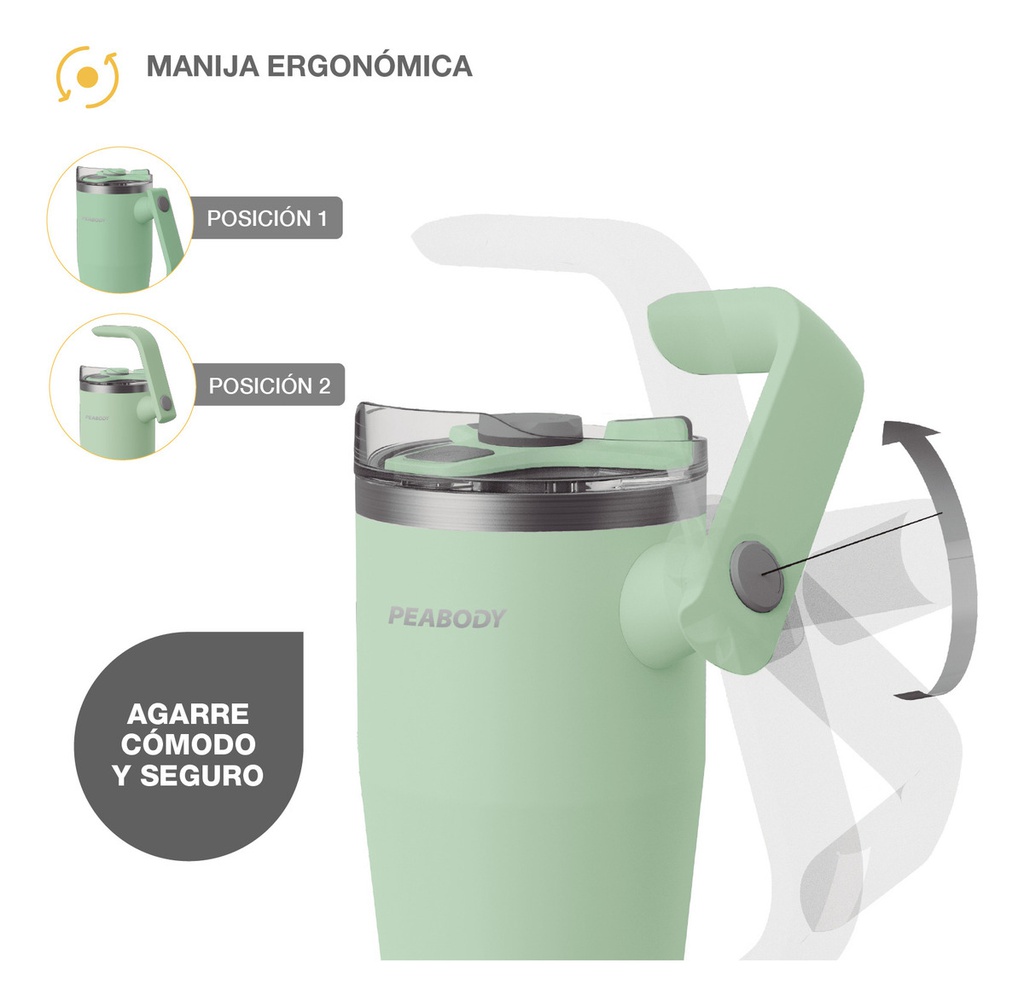 Vaso Térmico Mug Peabody Pe-mg950n 950 Ml. Doble Tapa