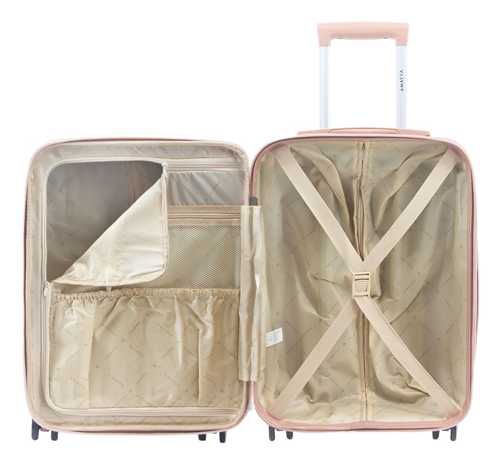 Valija Carry On Amayra 20 Abs 4 Ruedas 360 Oro Rosa Lisa