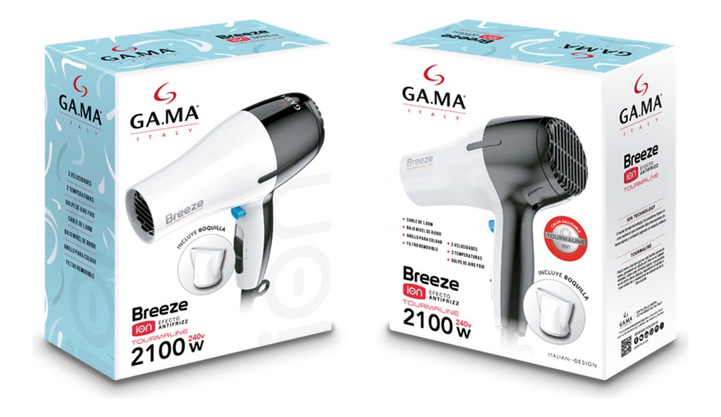 Gama Secador De Cabello Breeze Tourmaline Ion Blanco