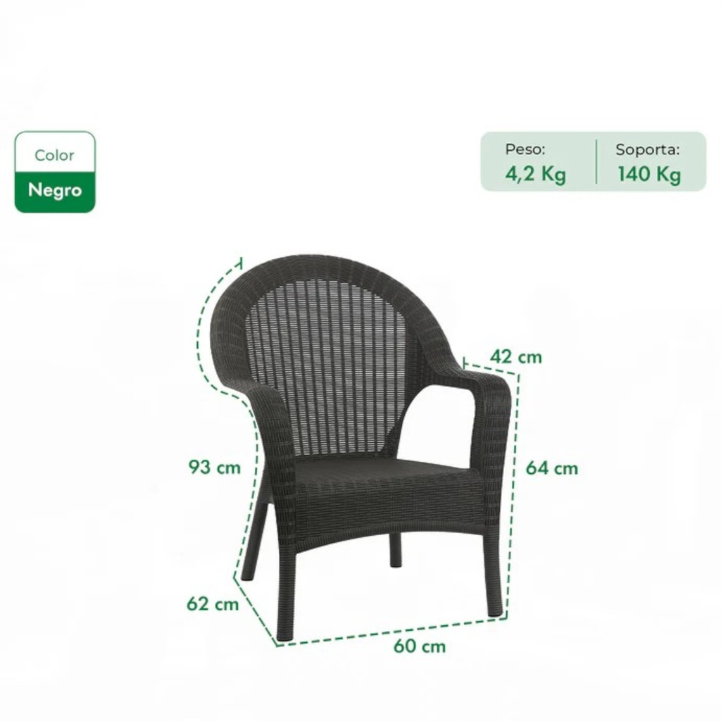 SILLON GARDEN LIFE F785667 RATTAN QATAR GRIS