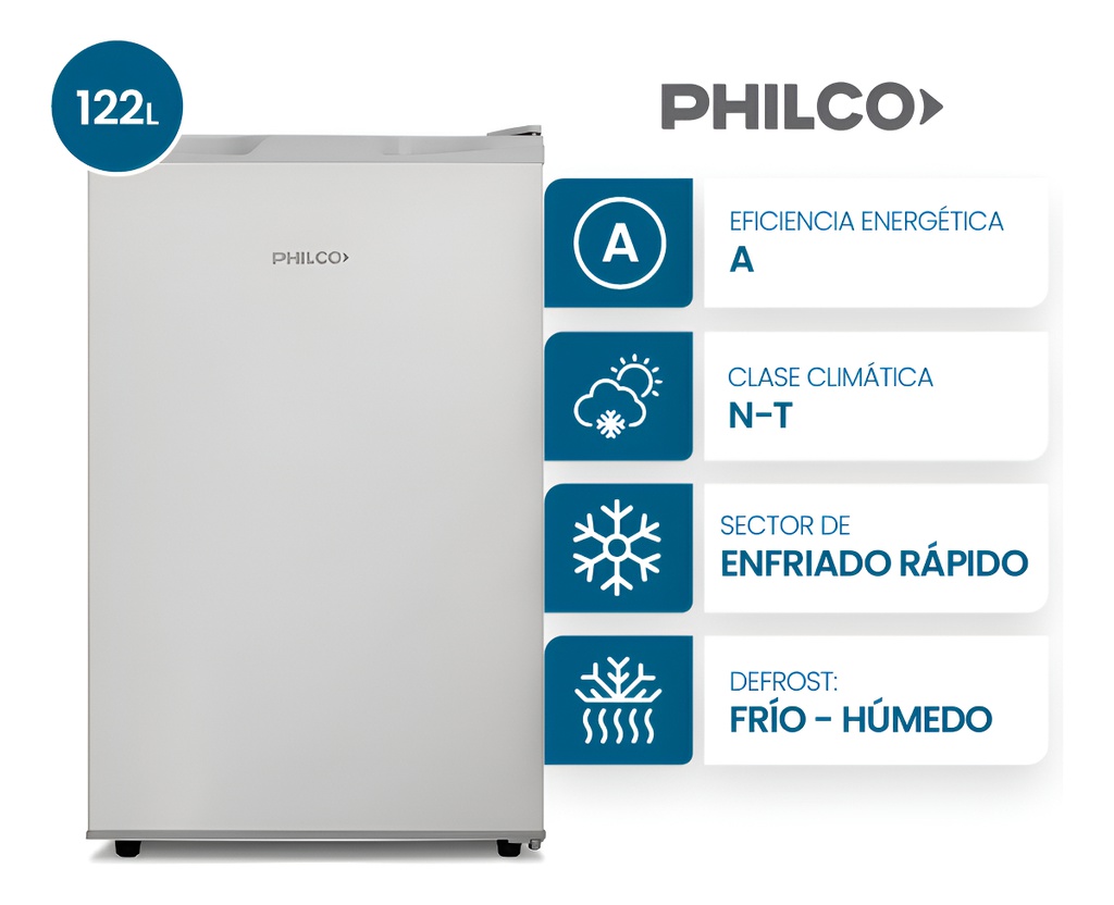 Heladera Philco Bajo Mesada Phbm0132p2 122l Plata Plateado