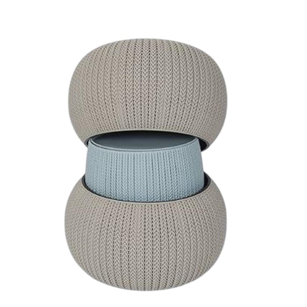 SET MESA RATONA 2 PUFF KETER COZY V2 GRIS AZUL