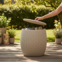 Set 2 Puff Mesa Ratona Keter Cozy Urban Con Almacenamiento Camel - Beige