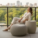 Set 2 Puff Mesa Ratona Keter Cozy Urban Con Almacenamiento Camel - Beige