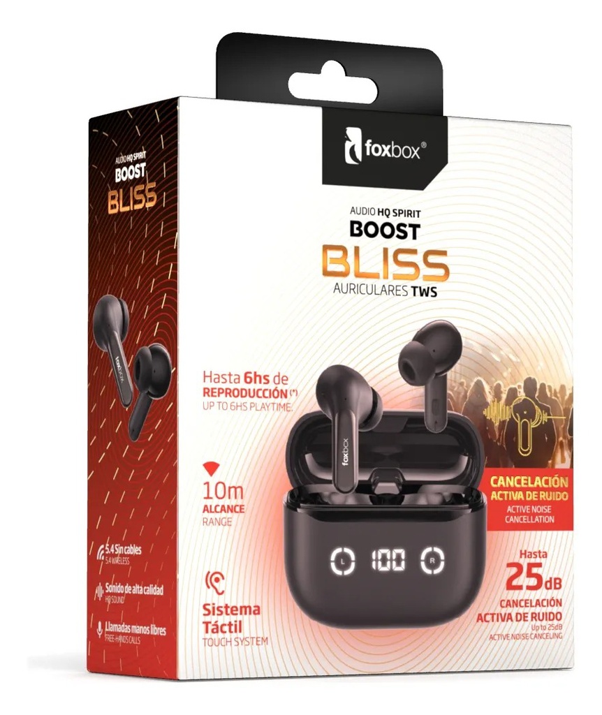 AURICULAR TWS FOXBOX BOOST BLISS NEGRO
