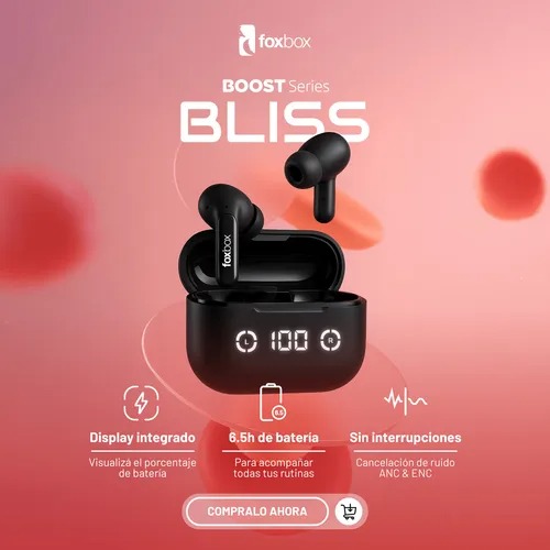 AURICULAR TWS FOXBOX BOOST BLISS NEGRO