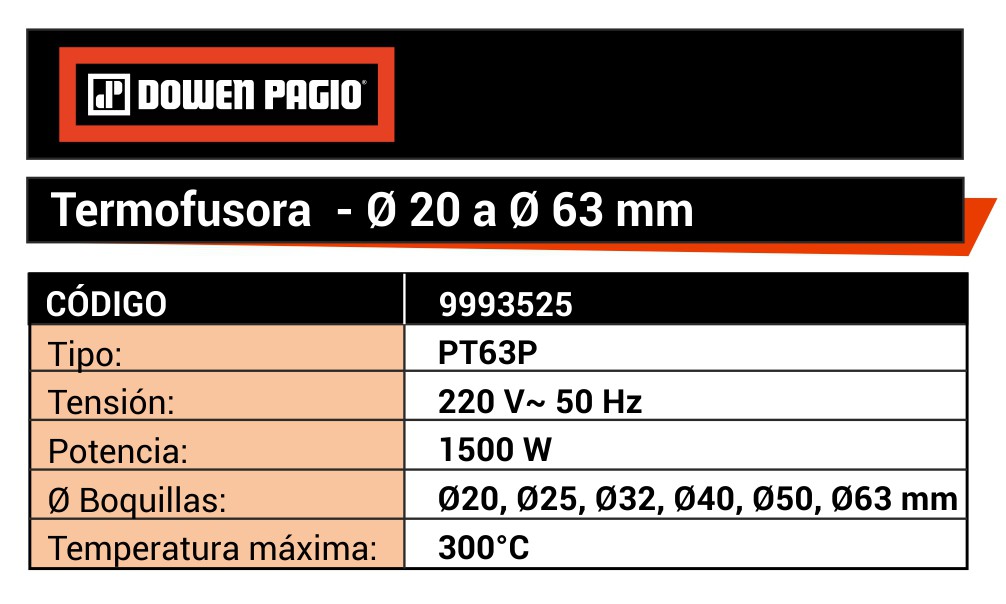 TERMOFUSORA DOWEN PAGIO 9993525 PT63P 1500W DP