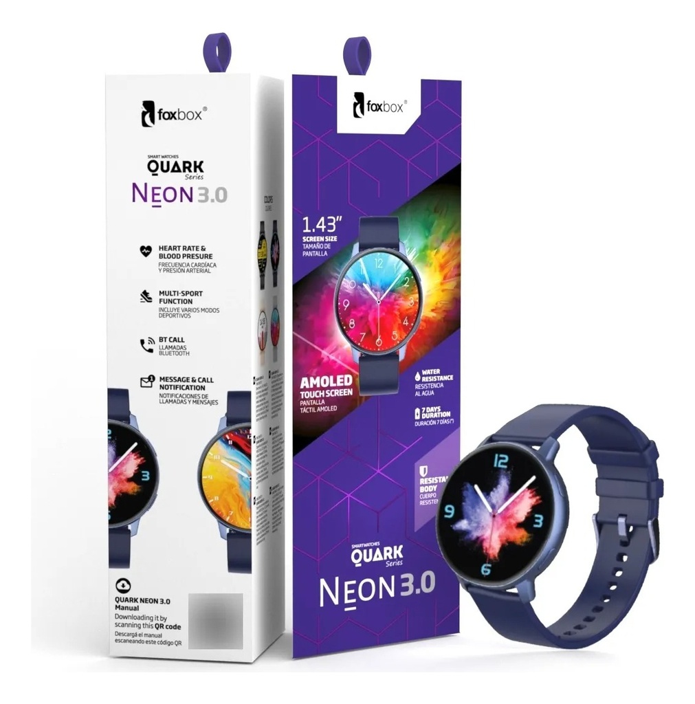 Reloj Smartwatch Foxbox Neon 3.0 Caja Azul Malla Azul