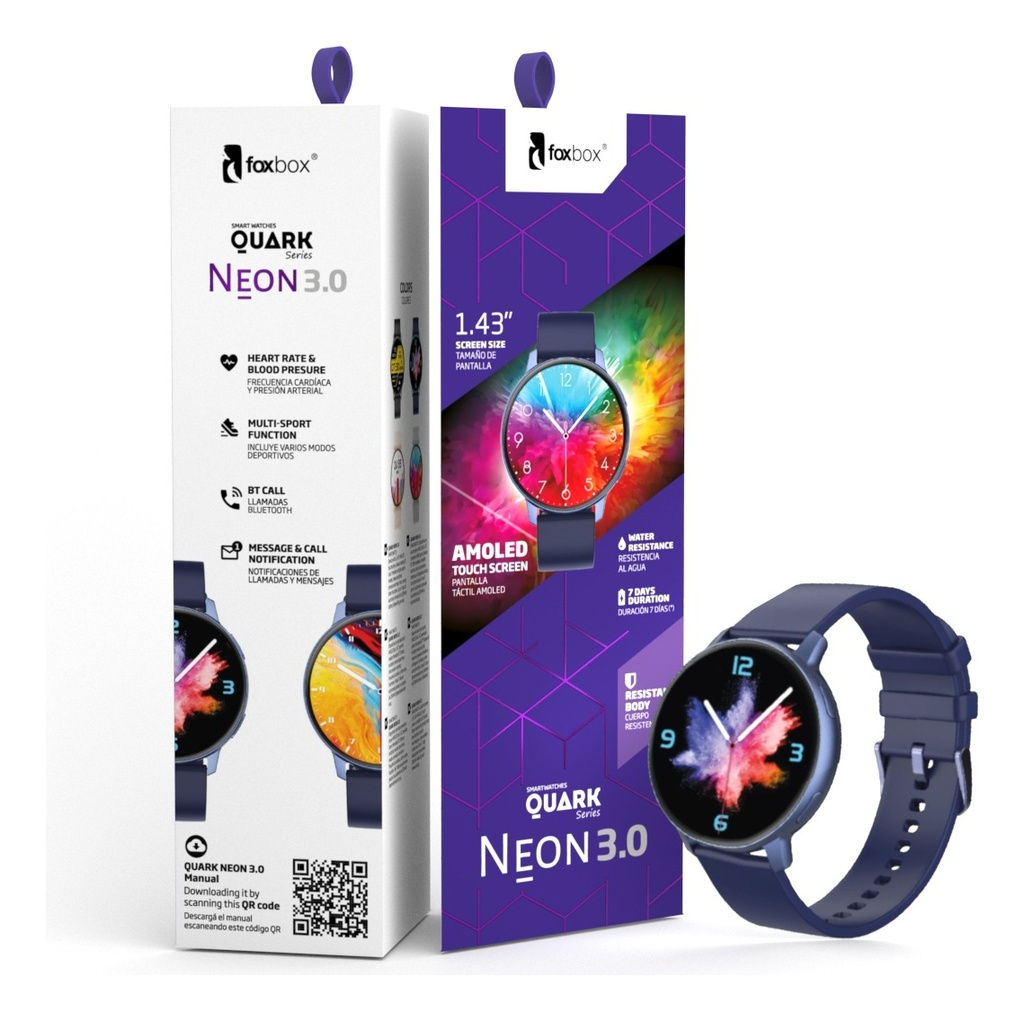 Reloj Smartwatch Foxbox Neon 3.0 Caja Dorado Malla Rosa