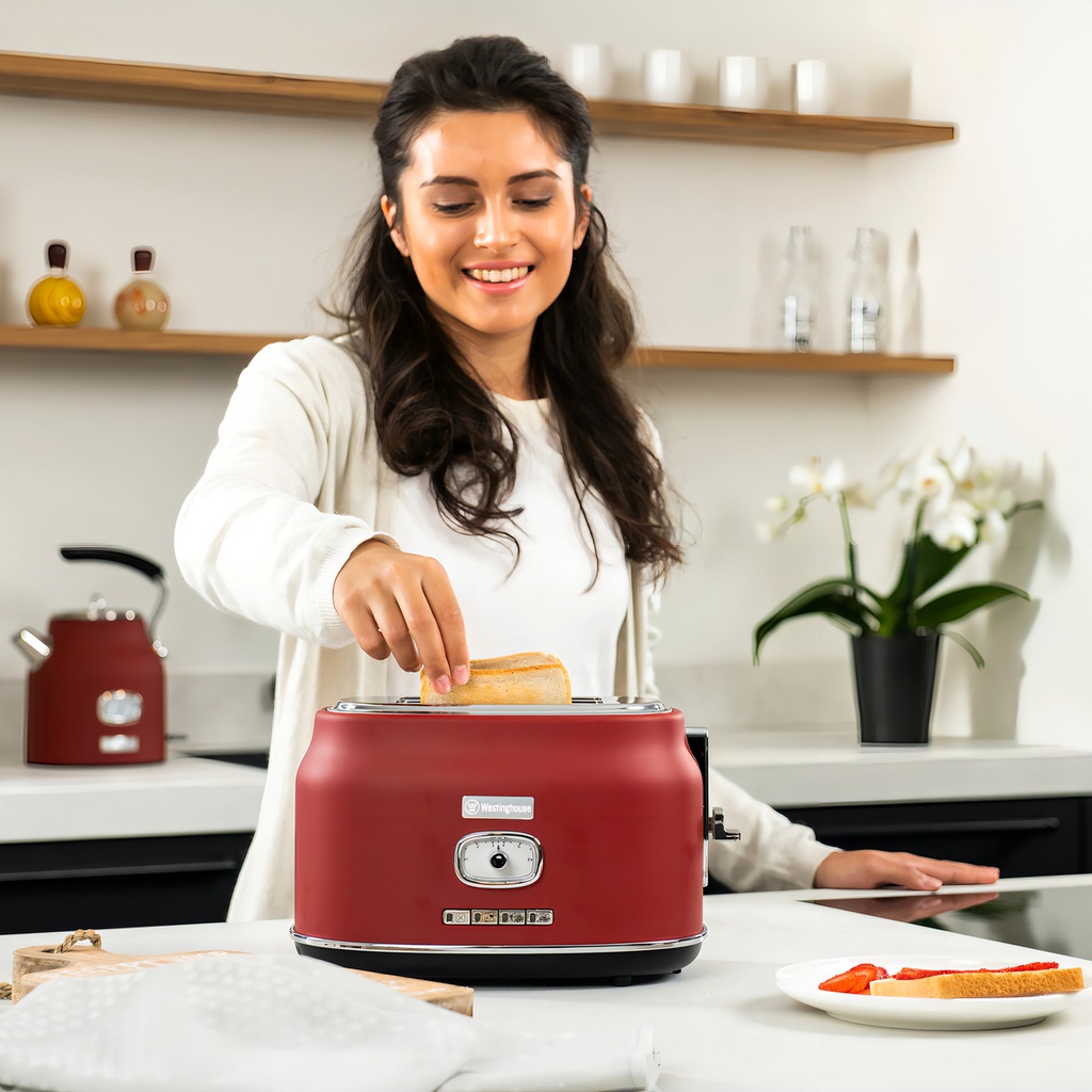 Tostadora Westinghouse Tm800-01 Retro 2 Ranuras Roja Rojo