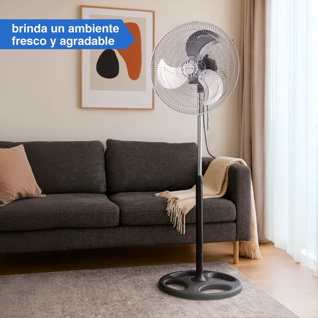 Ventilador Kanjihome 18 De Pie Kjh-fh1311  90w 3 Aspas Metal 45.72 Cm 50 Gris Azul