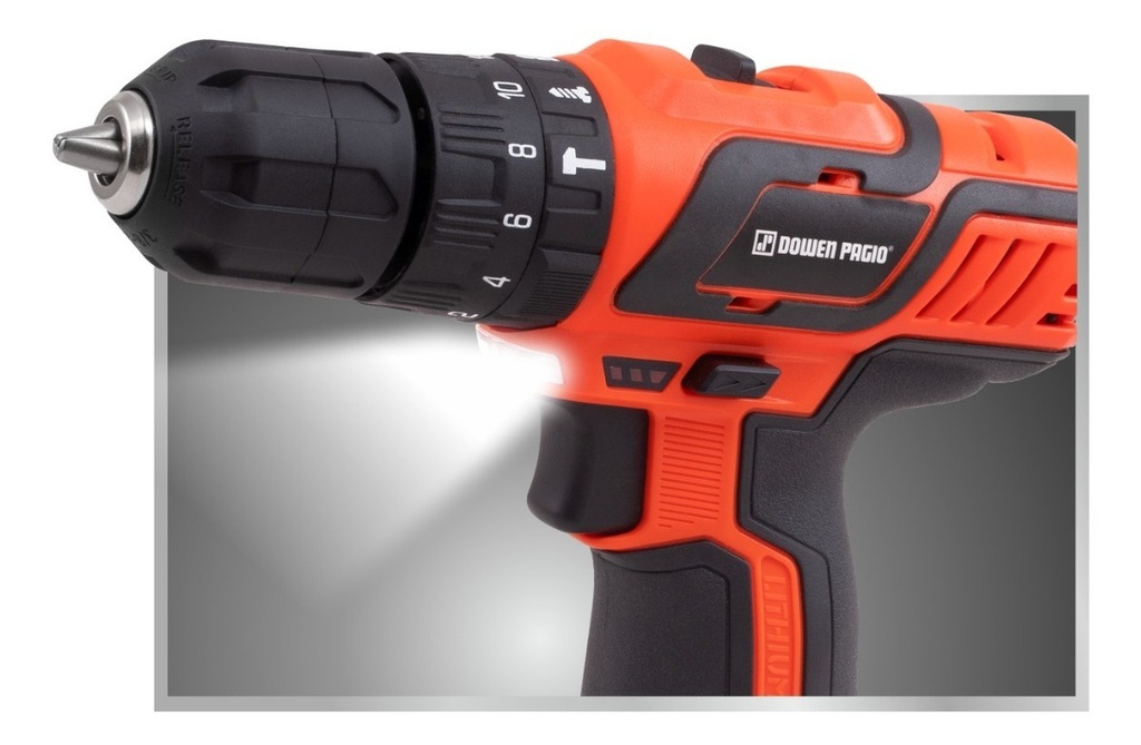 Taladro Percutor Inalámbrico 10mm Dowen Pagio Con Maletin Naranja 50/60