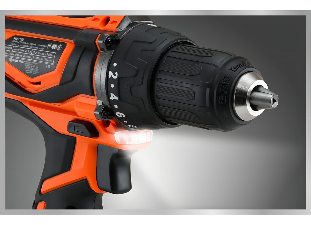 Taladro Atornillador Bateria 13mm 18v Dowen Pagio 9993120 Naranja 50 Hz