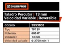 Taladro Percutor Dowen Pagio 13mm Vel Variable 600w 9993808 Naranja 50