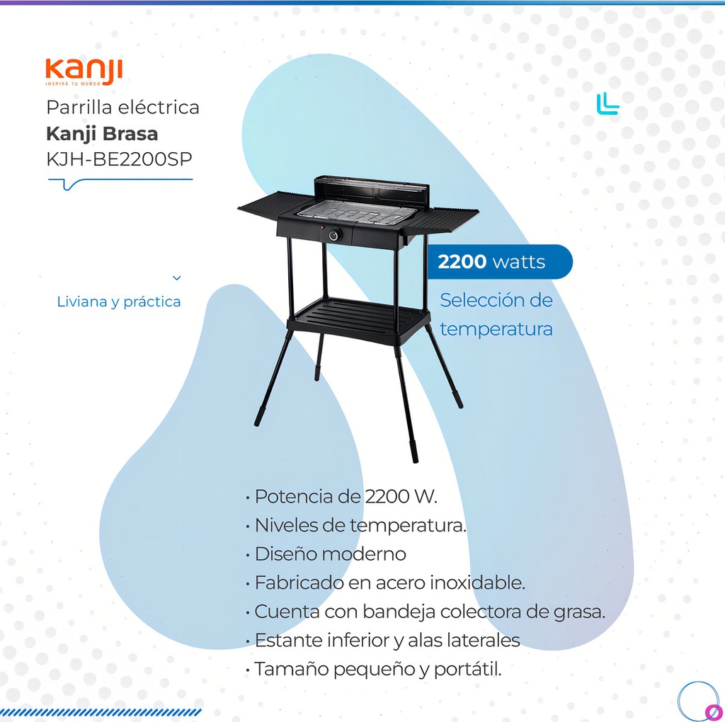 Parrilla Electrica Kanji Brasa 2200 Watts Kjh-be2200sp Negro